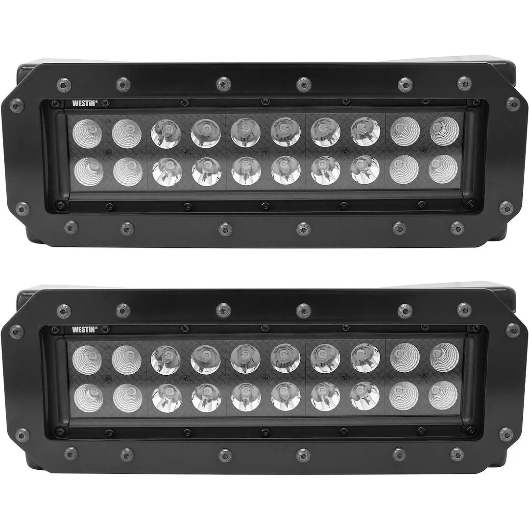57-0035 – WESTIN Light Bar, LED 10 Inch Length Clear LED Clear Lens Black Steel Housing Flush Mount In HDX Grille Gua...